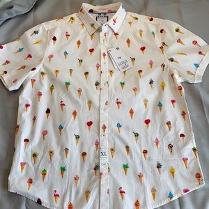 Denim & Flower button down casual ice cream XL